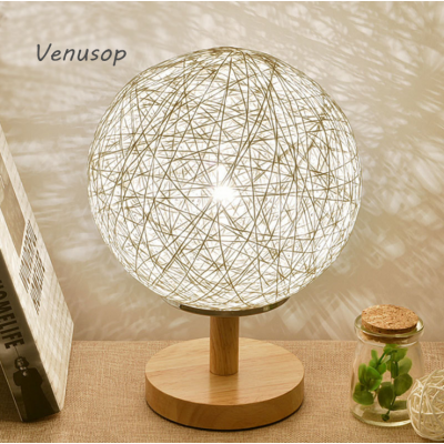 Rural style bedside lamp colorful decorative 18CM sepa takraw table lamp